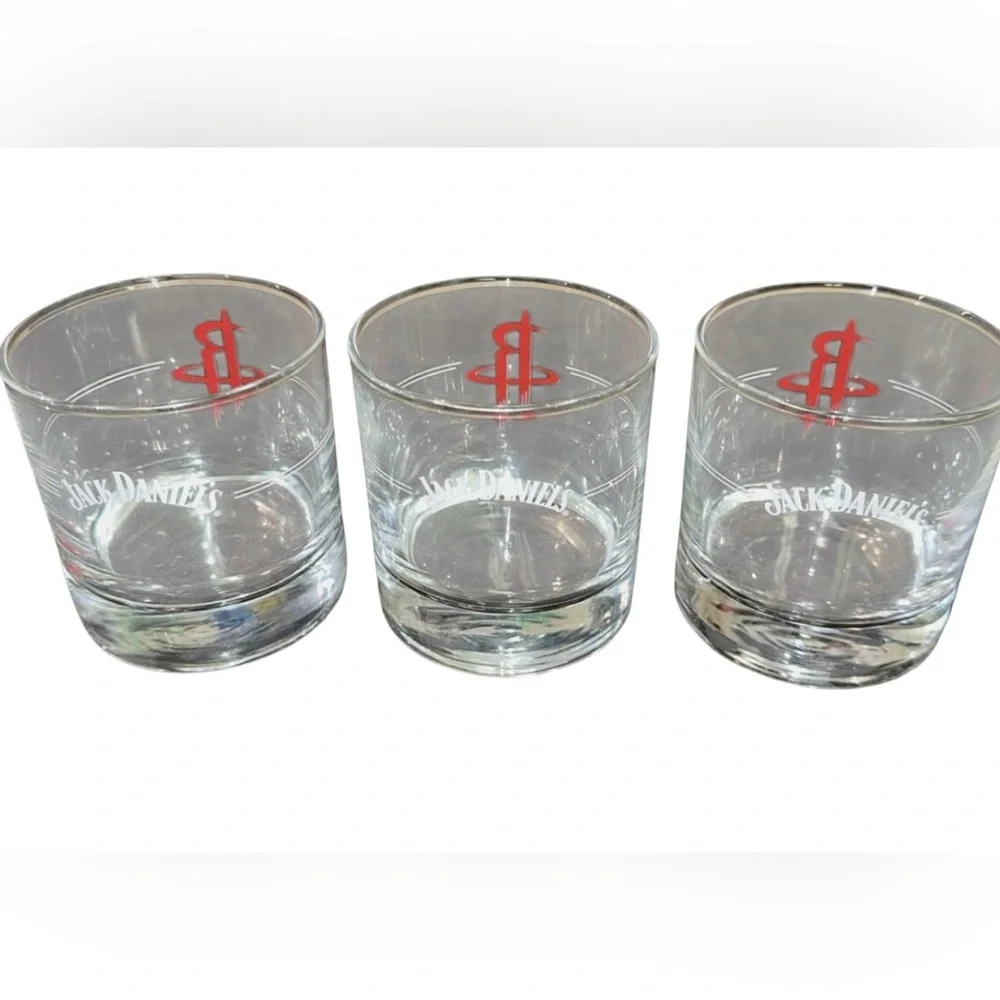 Set‎ of 3 Collectible Houston Rockets NBA Logo Jack Daniels Whiskey Glass